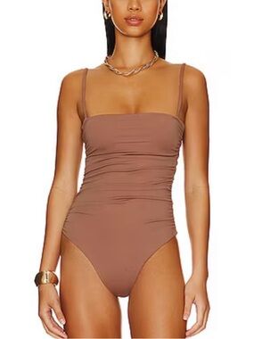 belle the label anna maillot one piece swimsuit in brown